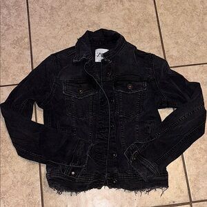 Zara Cropped Black Denim Jacket